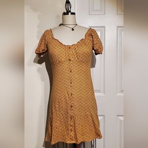 Mustard peasant styled short dress